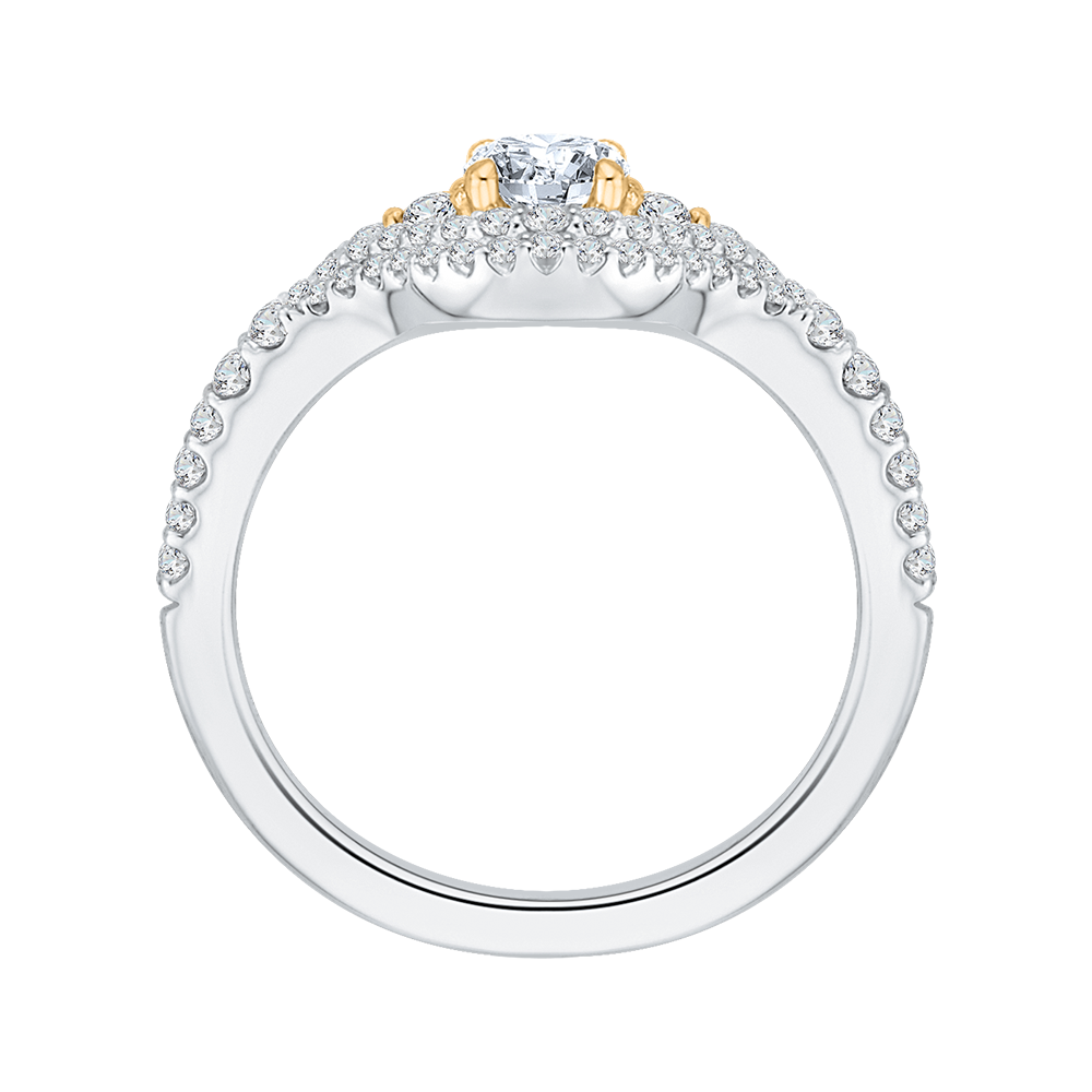 14K Two Tone Gold Round Diamond Engagement Ring