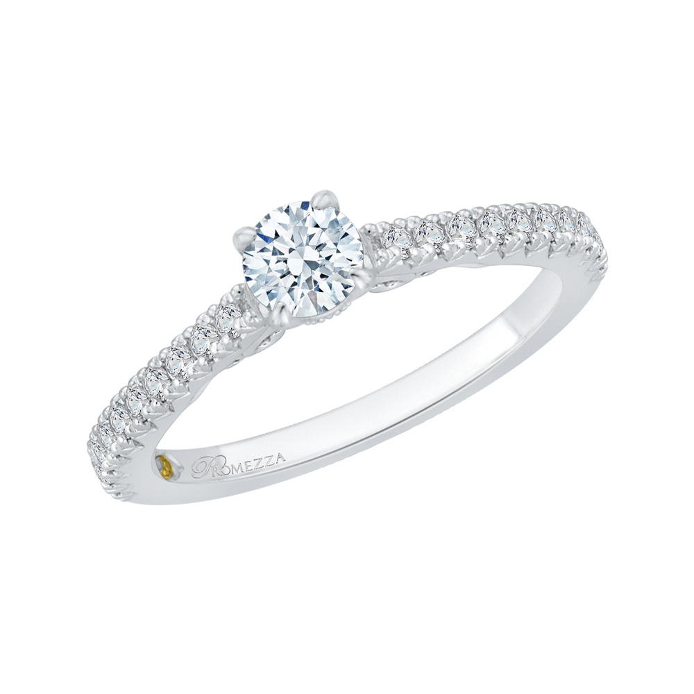 14K White Gold Round Cut Diamond Engagement Ring