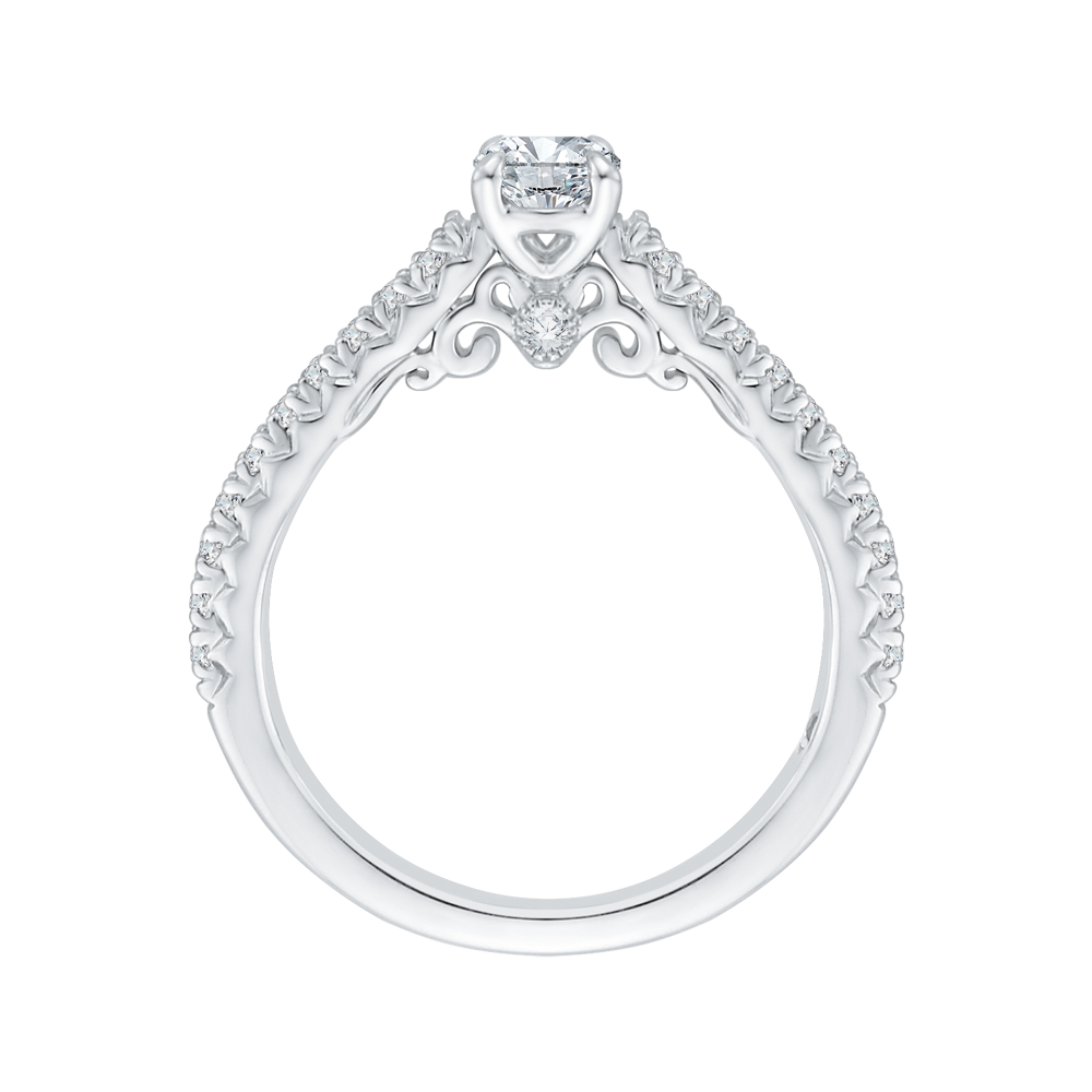 14K White Gold Round Cut Diamond Engagement Ring