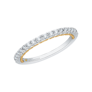 14K Two Tone Gold Round Diamond Half Eternity Wedding Band