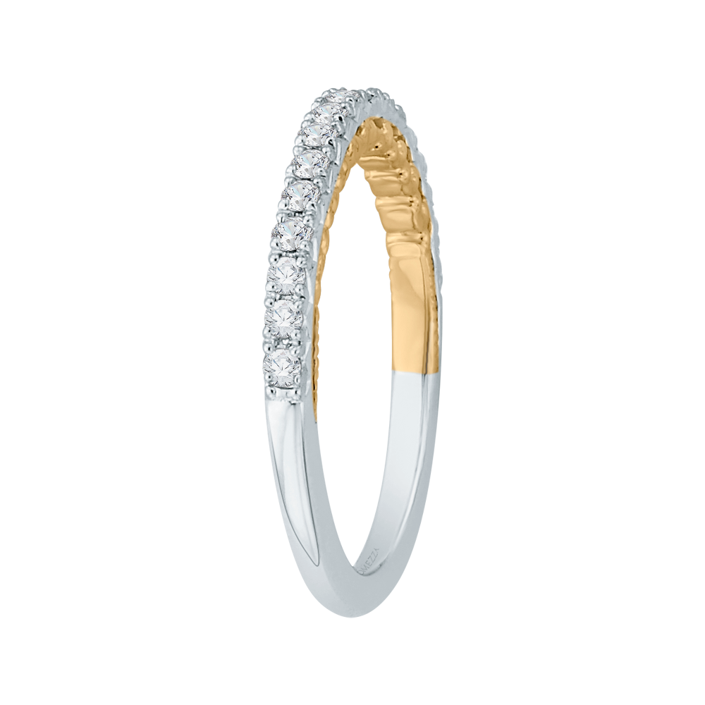 14K Two Tone Gold Round Diamond Half Eternity Wedding Band