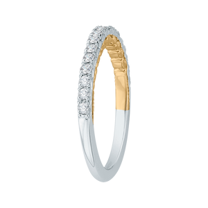 14K Two Tone Gold Round Diamond Half Eternity Wedding Band