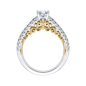 14K Two Tone Gold Round Cut Diamond Engagement Ring