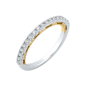 Round Diamond Half Eternity Wedding Band In 14K Two Tone Gold