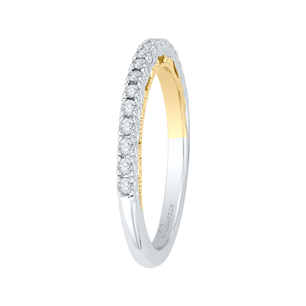 Round Diamond Half Eternity Wedding Band In 14K Two Tone Gold