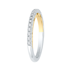 Round Diamond Half Eternity Wedding Band In 14K Two Tone Gold