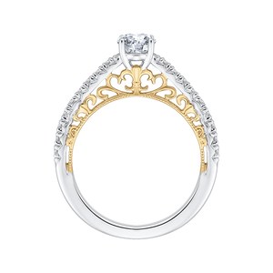 14K Two Tone Gold Round Cut Diamond Engagement Ring