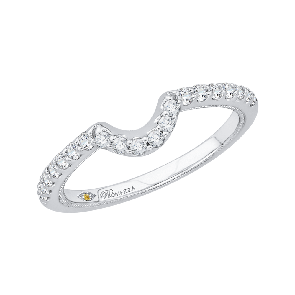 14K White Gold Round Diamond Half Eternity Wedding Band