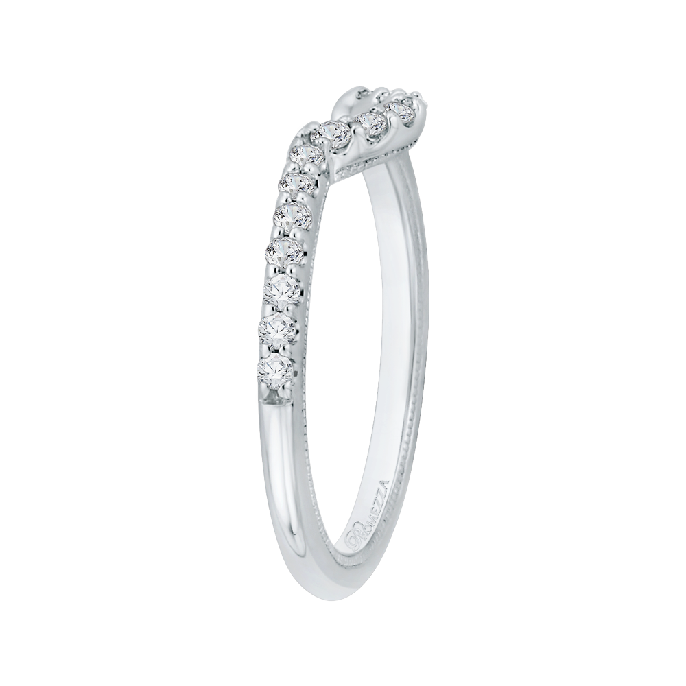 14K White Gold Round Diamond Half Eternity Wedding Band