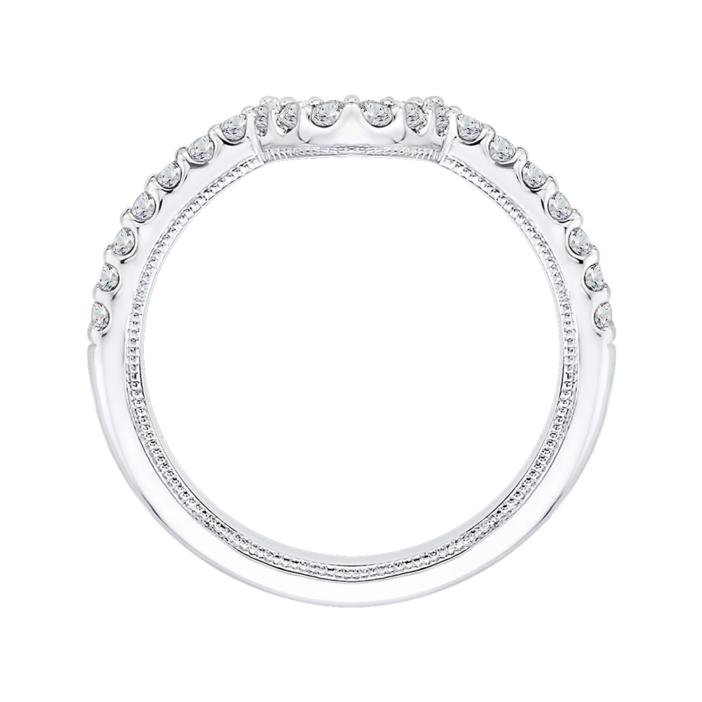 14K White Gold Round Diamond Half Eternity Wedding Band