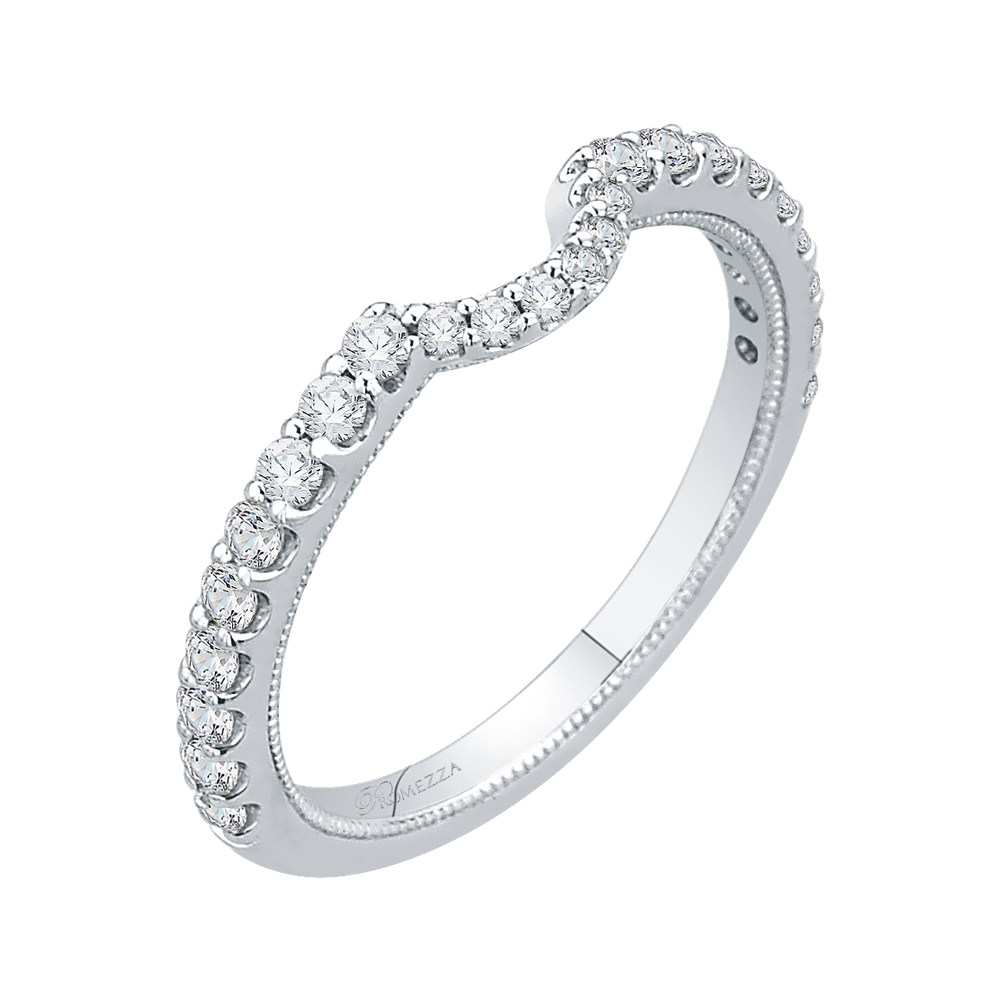 14K White Gold Round Diamond Wedding Band