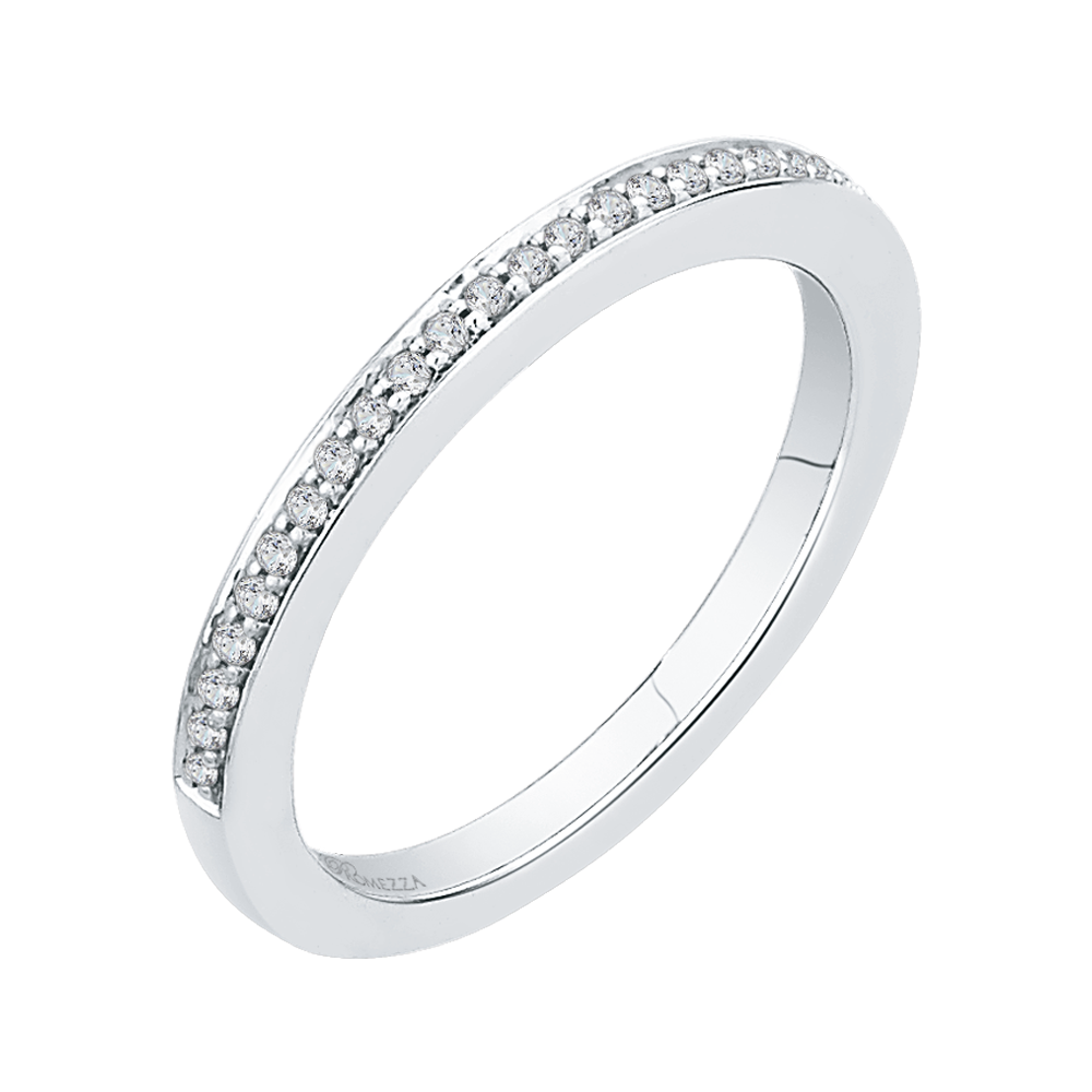 14K White Gold Round Diamond Half Eternity Wedding Band