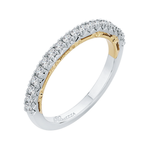 Round Diamond Half Eternity Wedding Band In 14K Two Tone Gold