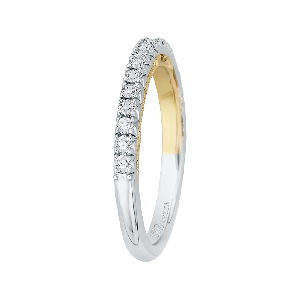 Round Diamond Half Eternity Wedding Band In 14K Two Tone Gold