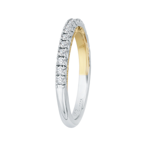 Round Diamond Half Eternity Wedding Band In 14K Two Tone Gold