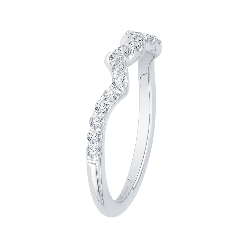 Round Diamond Half Eternity Wedding Band In 14K White Gold