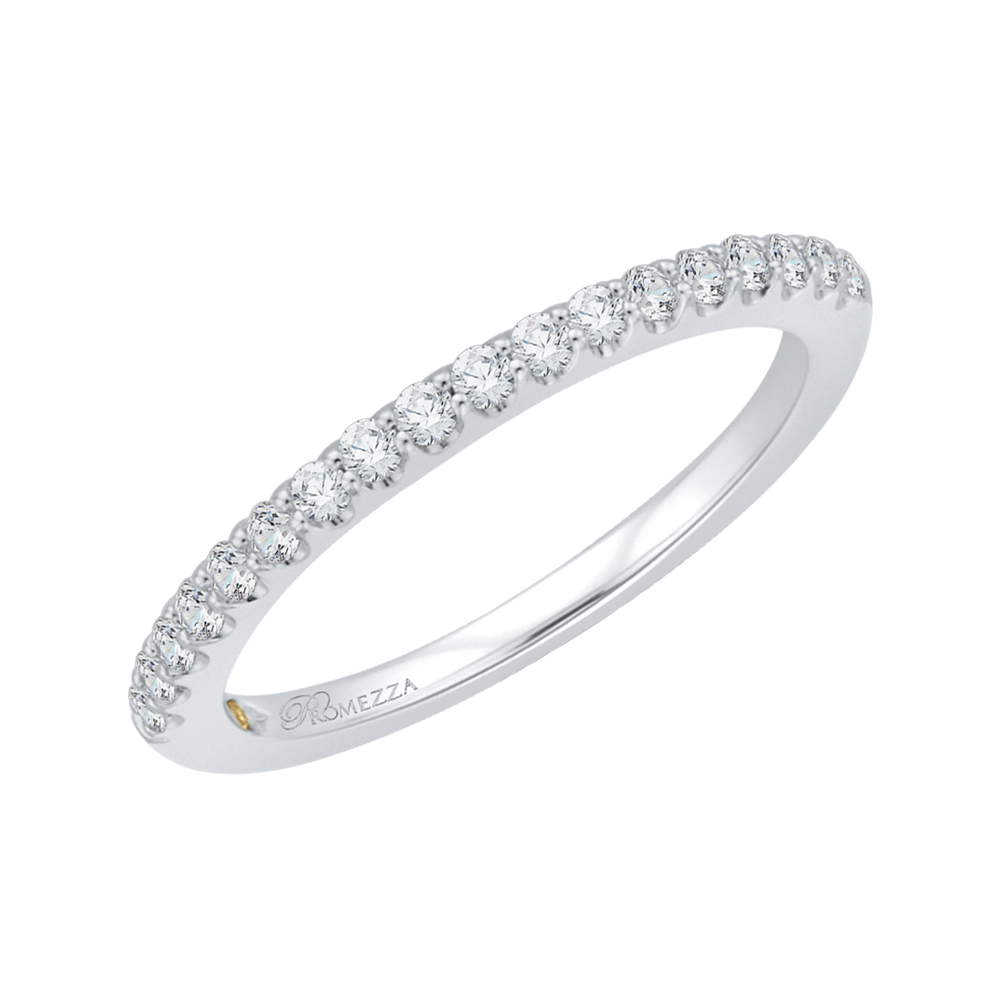 14K White Gold Round Diamond Half Eternity Wedding Band