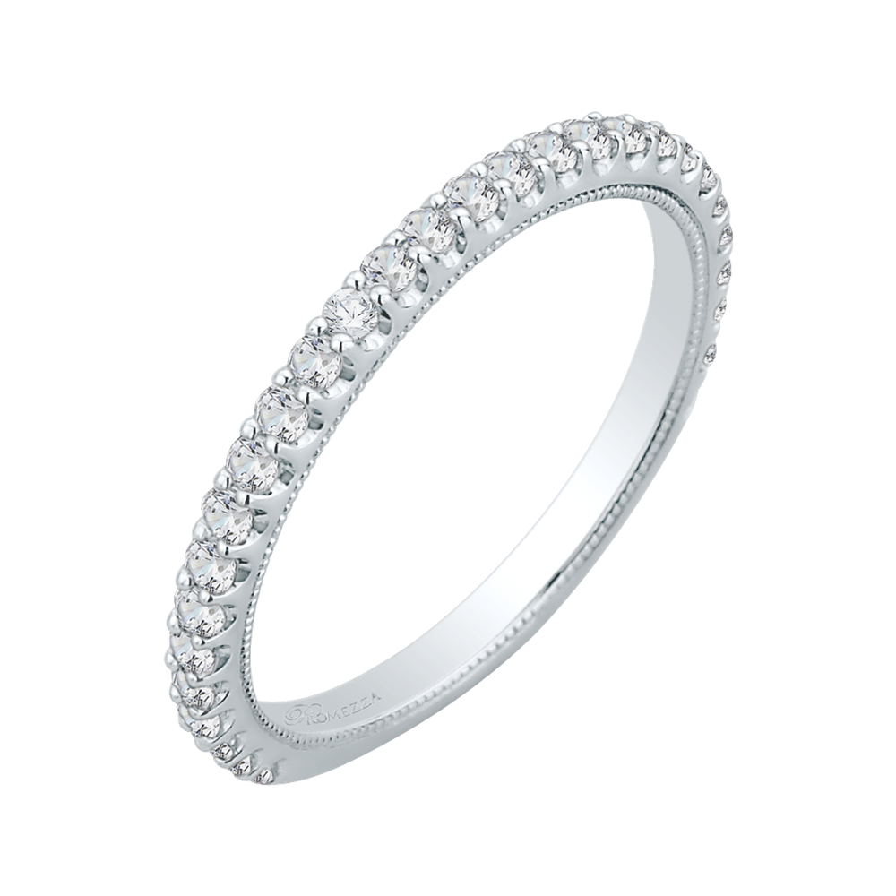 14K White Gold Round Diamond Wedding Band