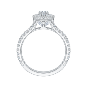 14K White Gold Round Diamond Double Halo Engagement Ring