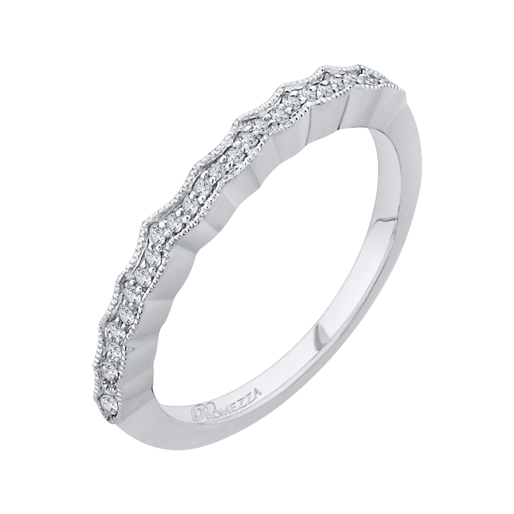 14K White Gold Round Diamond Half Eternity Wedding Band