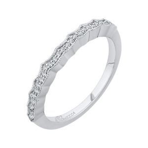 14K White Gold Round Diamond Half Eternity Wedding Band