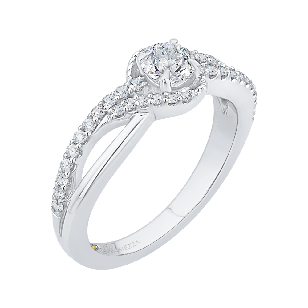 14K White Gold Round Cut Diamond Engagement Ring