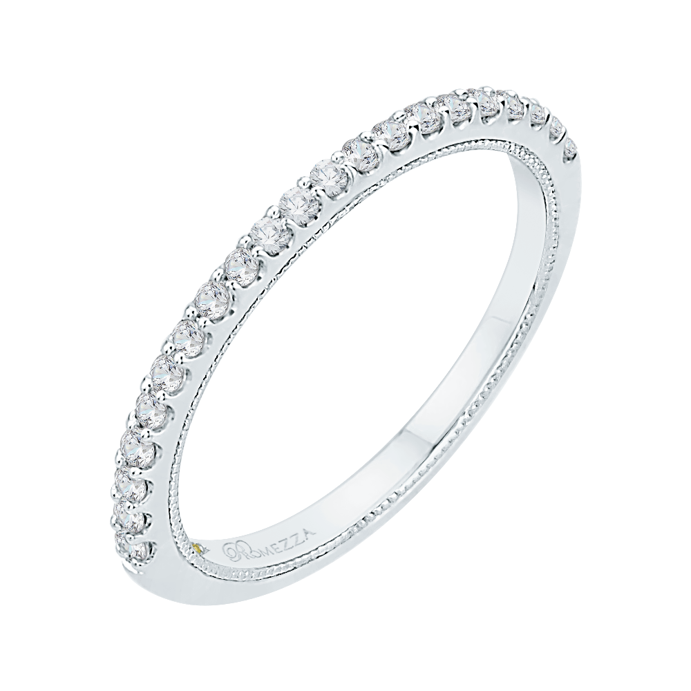 14K White Gold Round Diamond Half Eternity Wedding Band