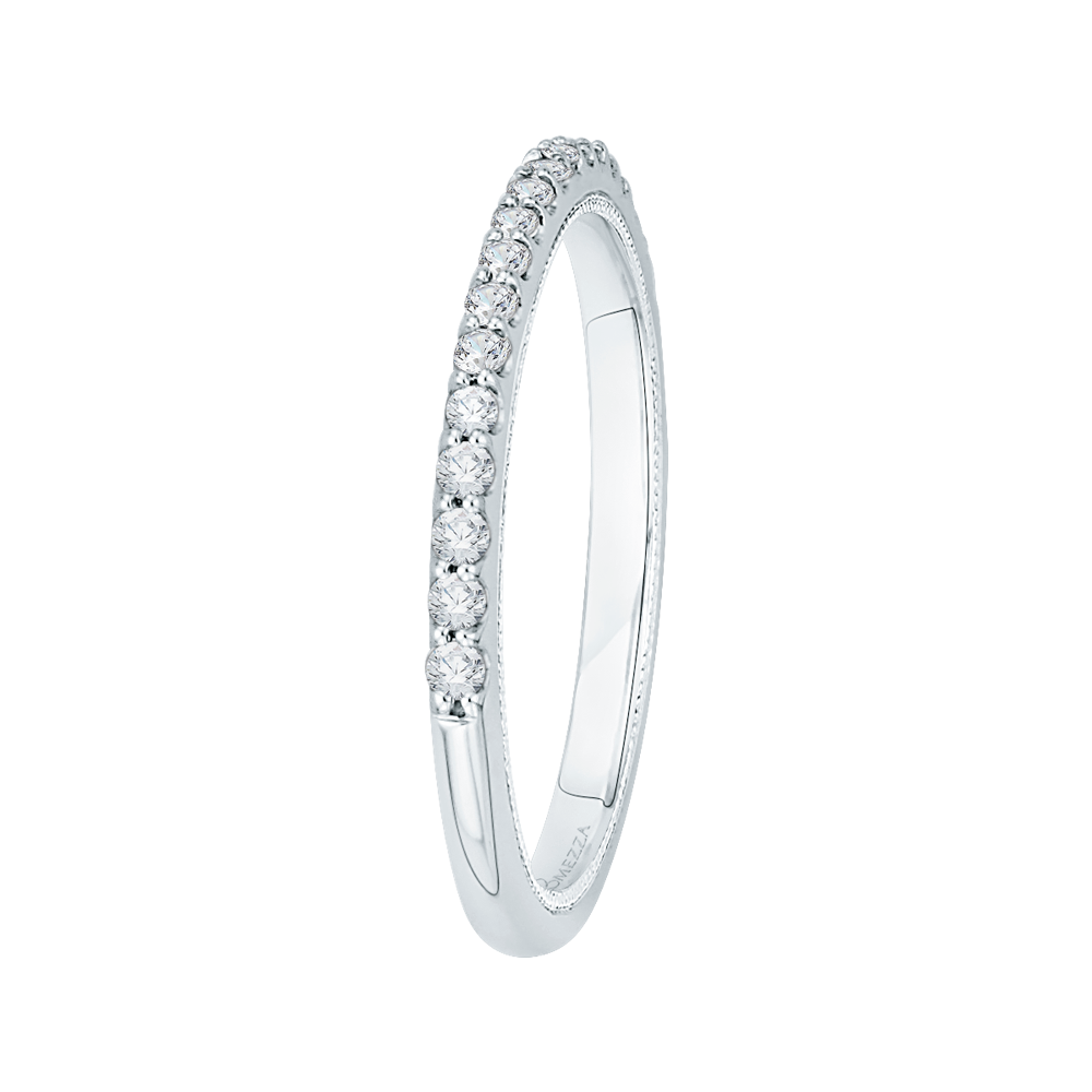 14K White Gold Round Diamond Half Eternity Wedding Band