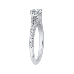 14K White Gold Round Diamond Engagement Ring with Split Shank