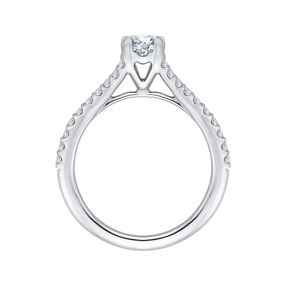 14K White Gold Round Diamond Engagement Ring with Split Shank