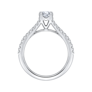 14K White Gold Round Diamond Engagement Ring with Split Shank