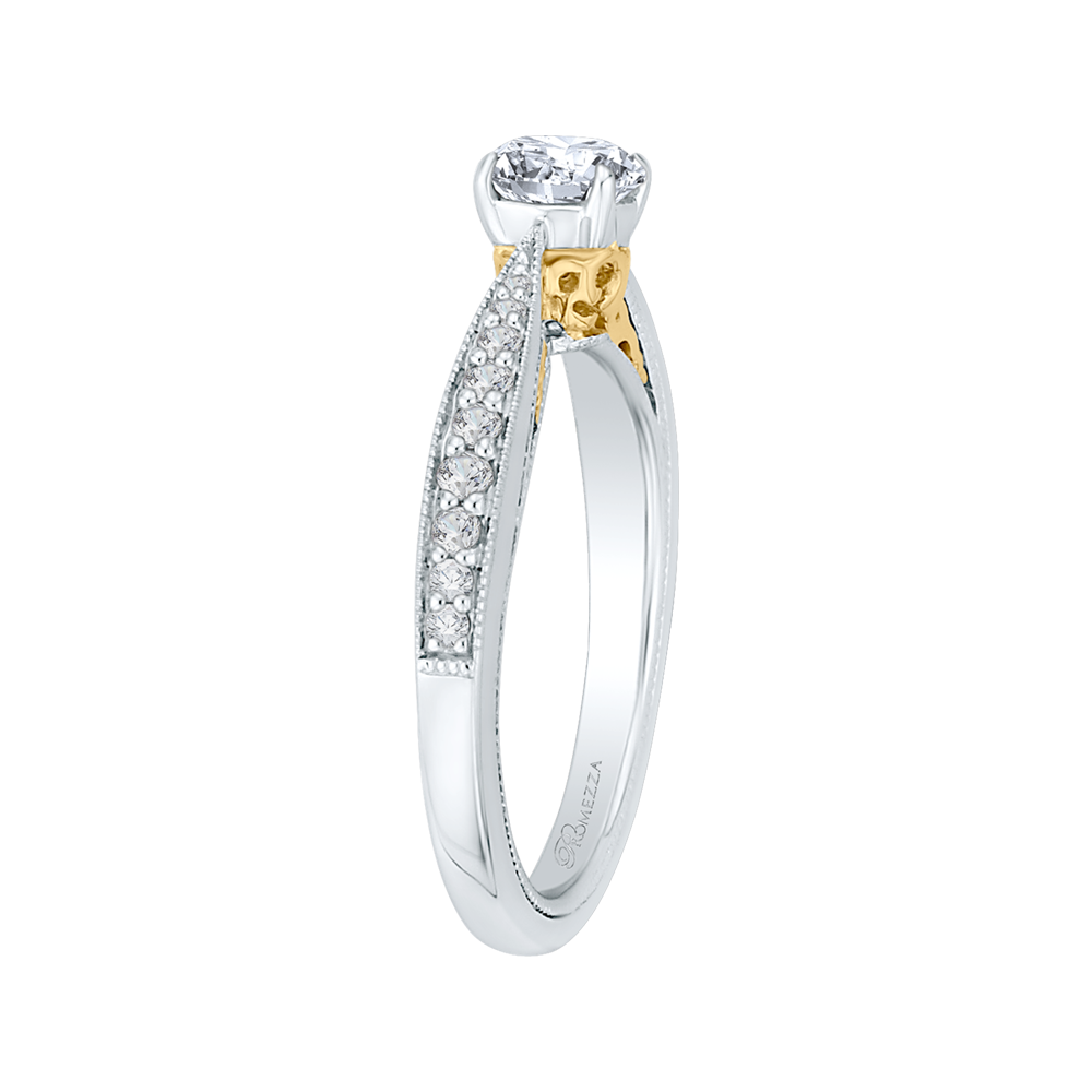 14K Two Tone Gold Round Diamond Engagement Ring