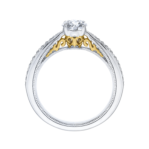 14K Two Tone Gold Round Diamond Engagement Ring