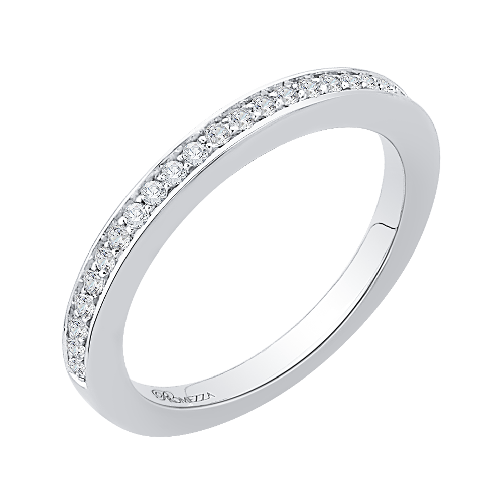 14K White Gold Round Diamond Half Eternity Wedding Band