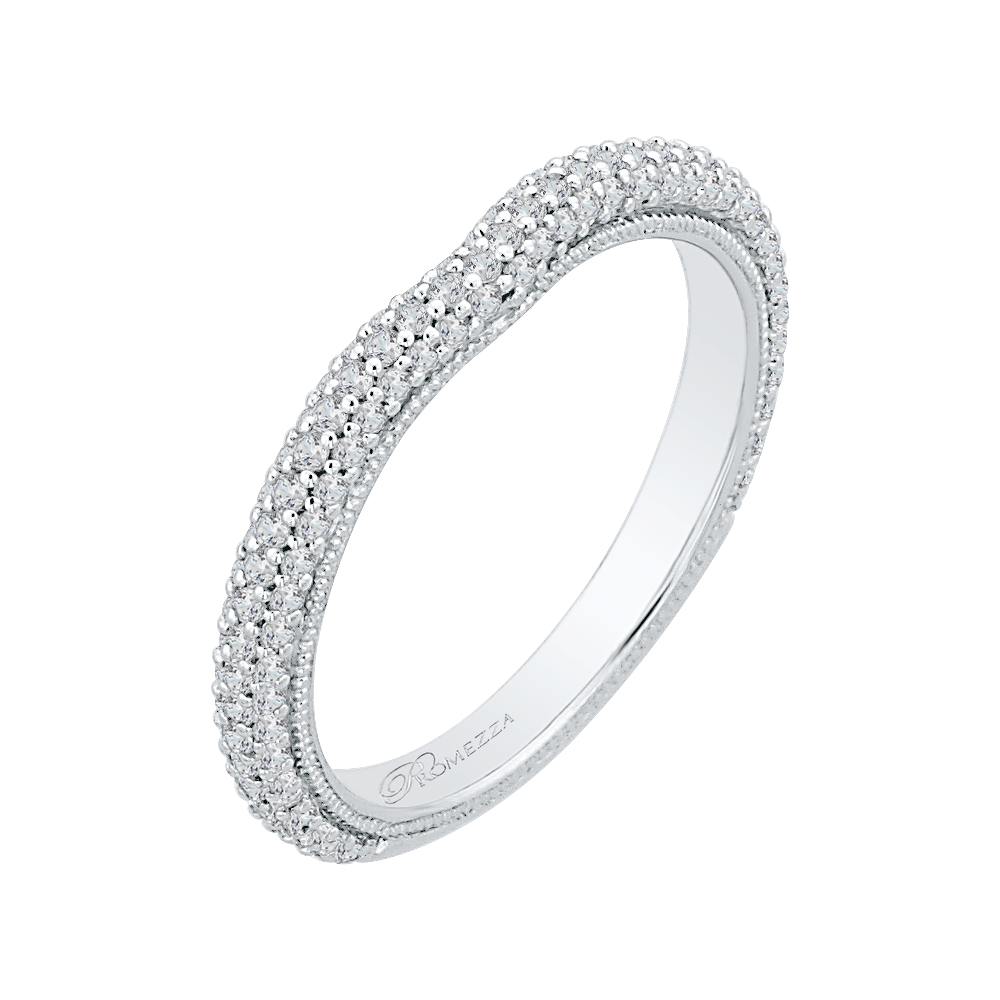 14K White Gold Round Diamond Wedding Band