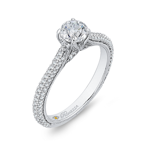 14K White Gold Round Diamond Cathedral Style Engagement Ring