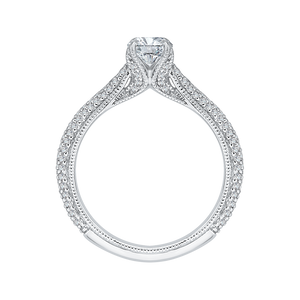 14K White Gold Round Diamond Cathedral Style Engagement Ring