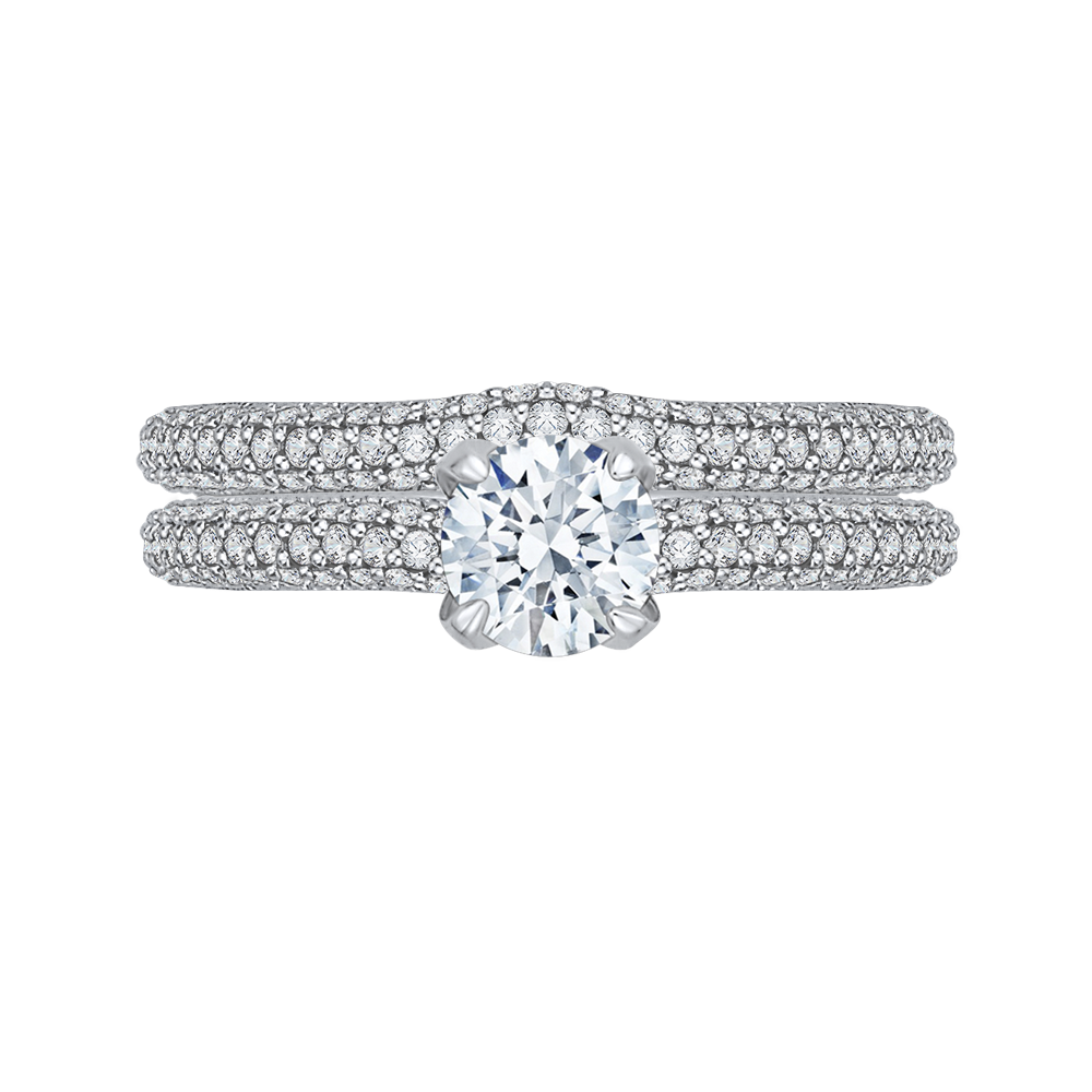 14K White Gold Round Diamond Cathedral Style Engagement Ring