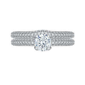 14K White Gold Round Diamond Cathedral Style Engagement Ring