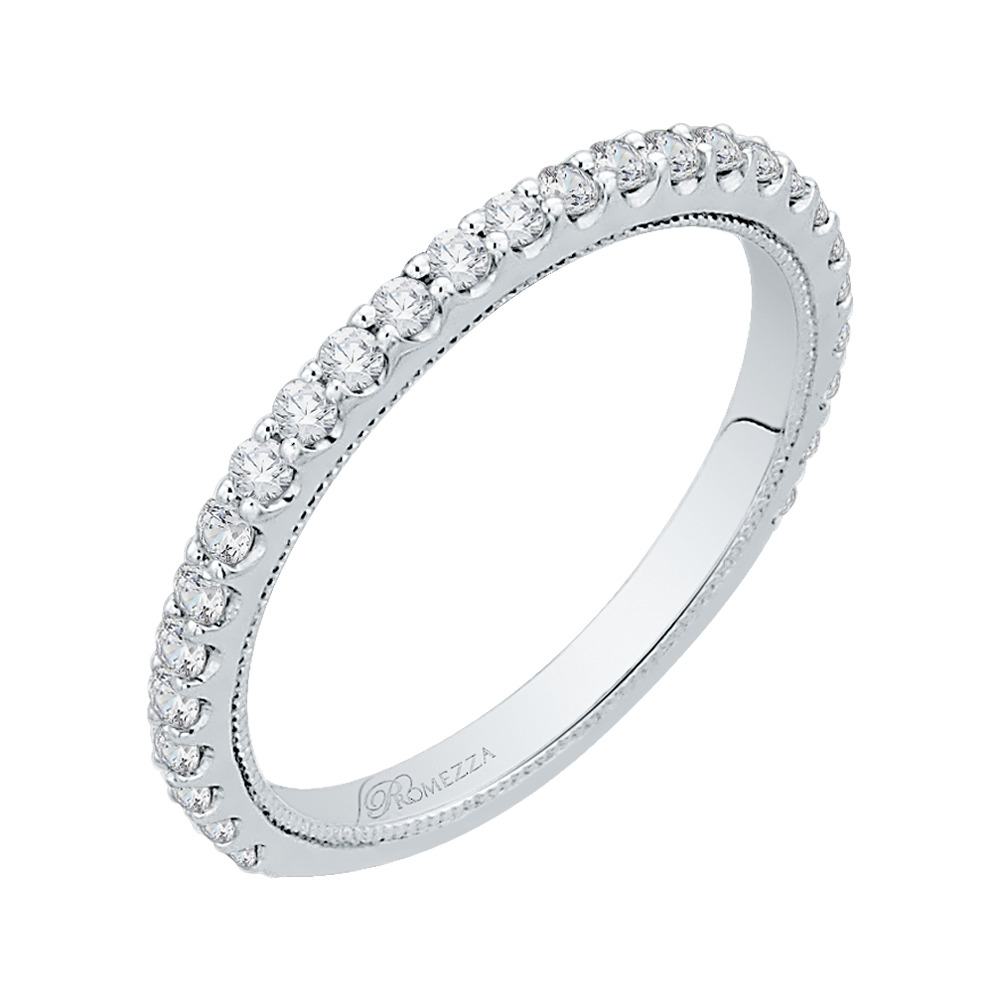 14K White Gold Round Diamond Wedding Band