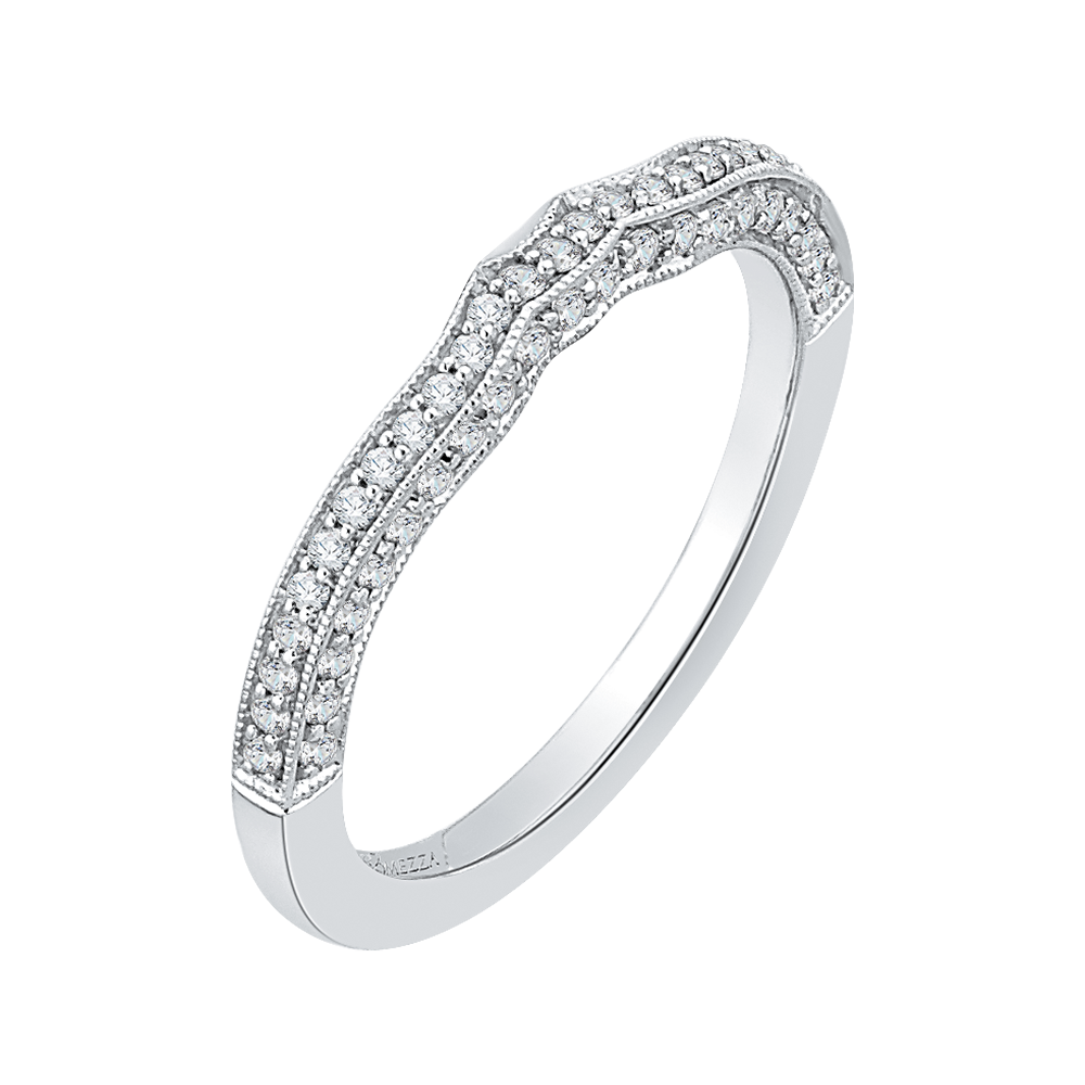 14K White Gold Round Diamond Half Eternity Wedding Band