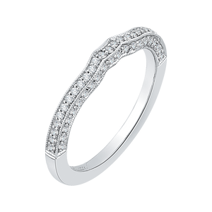 14K White Gold Round Diamond Half Eternity Wedding Band