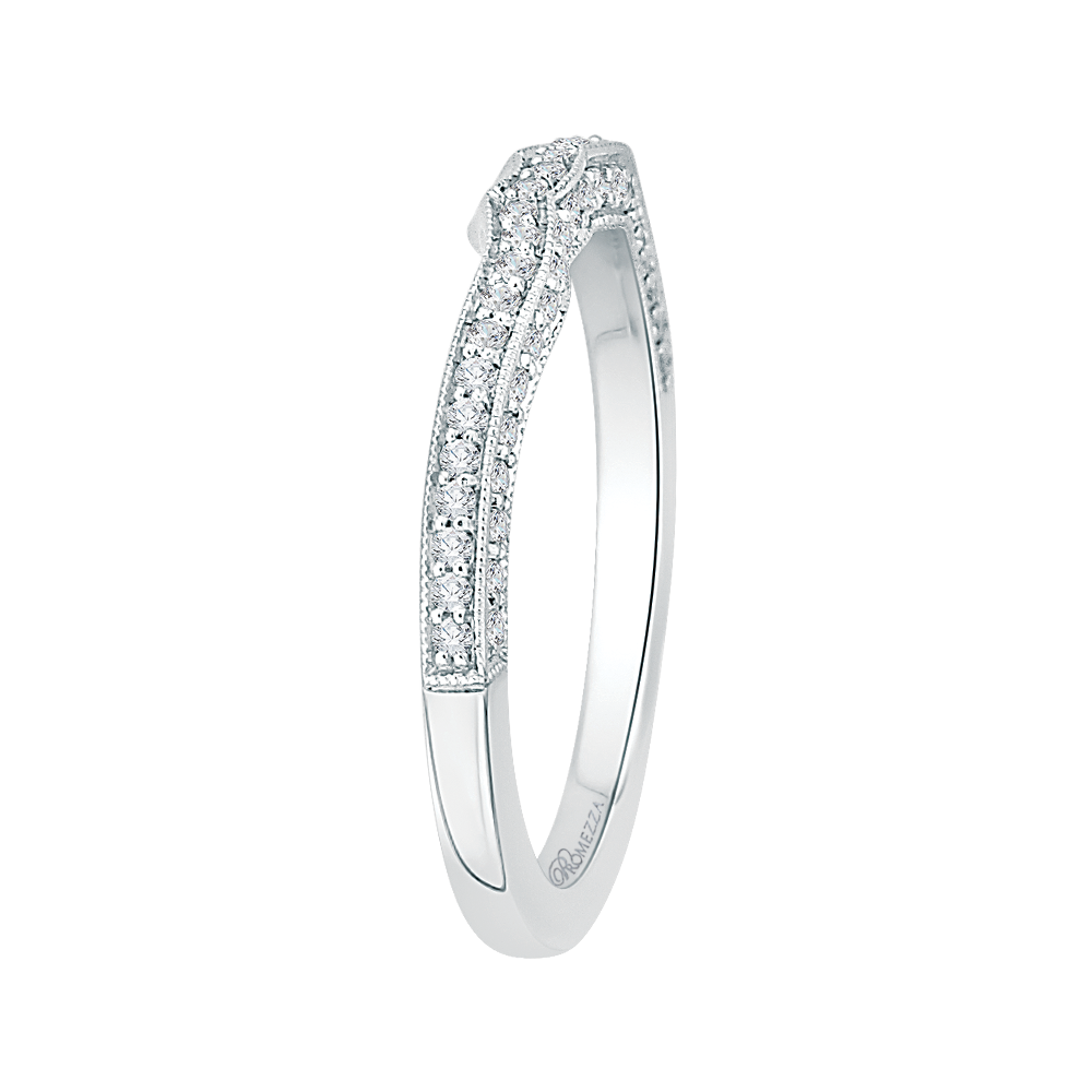 14K White Gold Round Diamond Half Eternity Wedding Band