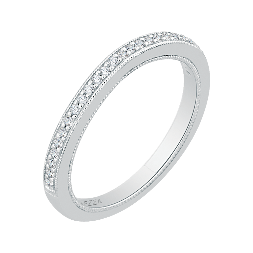 14K White Gold Round Diamond Half Eternity Wedding Band