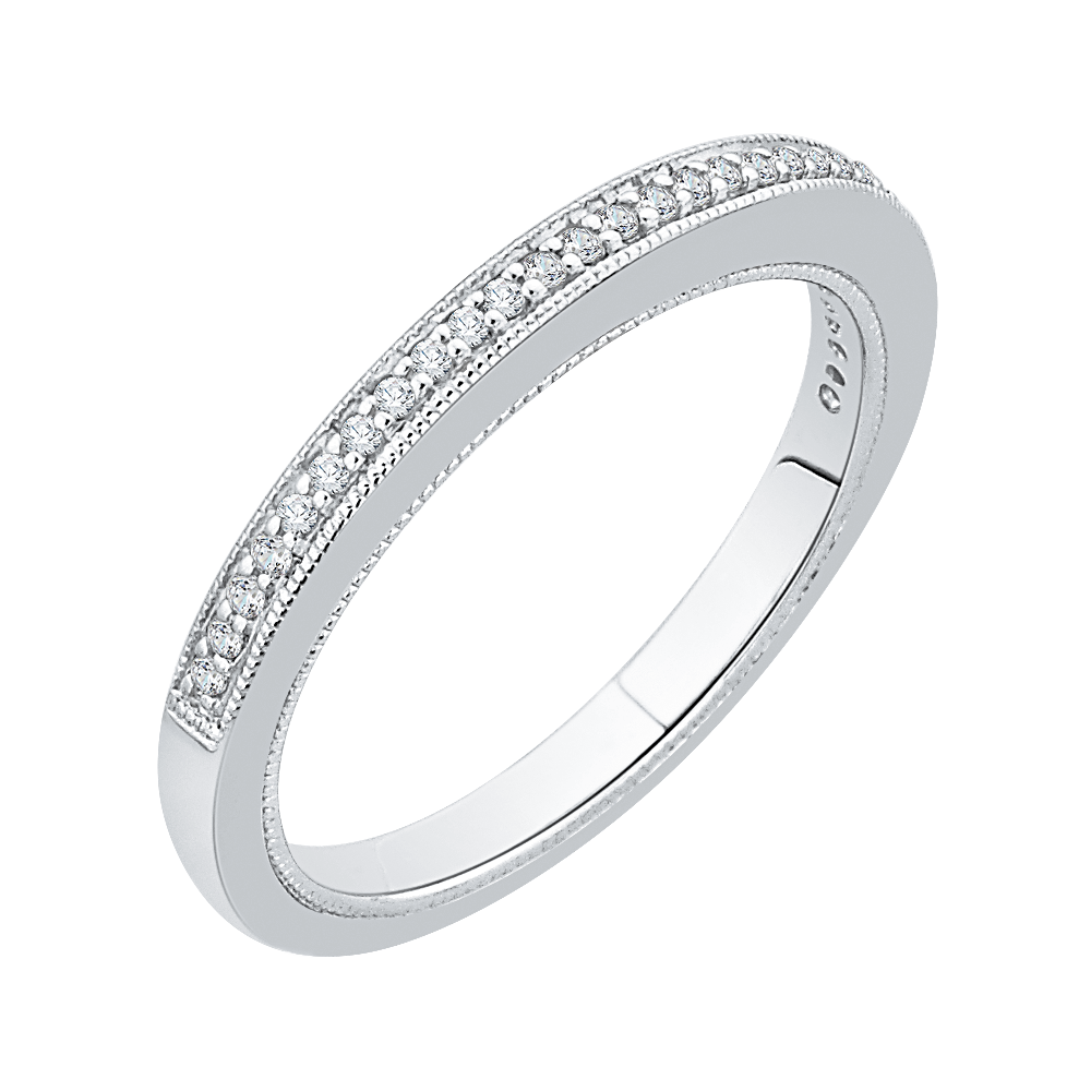 14K White Gold Round Diamond Half Eternity Wedding Band