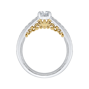 14K Two Tone Gold Round Diamond Engagement Ring