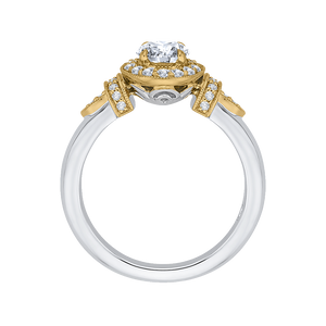 Round Diamond Halo Engagement Ring In 14K Two Tone Gold