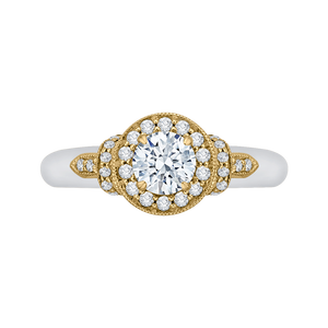 PR0151EC-44WY-.50 Bridal Jewelry Carizza White Gold Rose Gold Yellow Gold Round Diamond Halo Engagement Rings