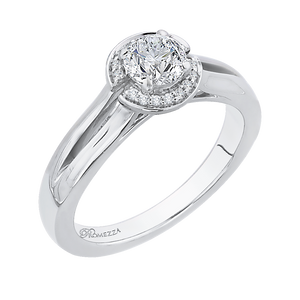 14K White Gold Round Diamond Halo Engagement Ring