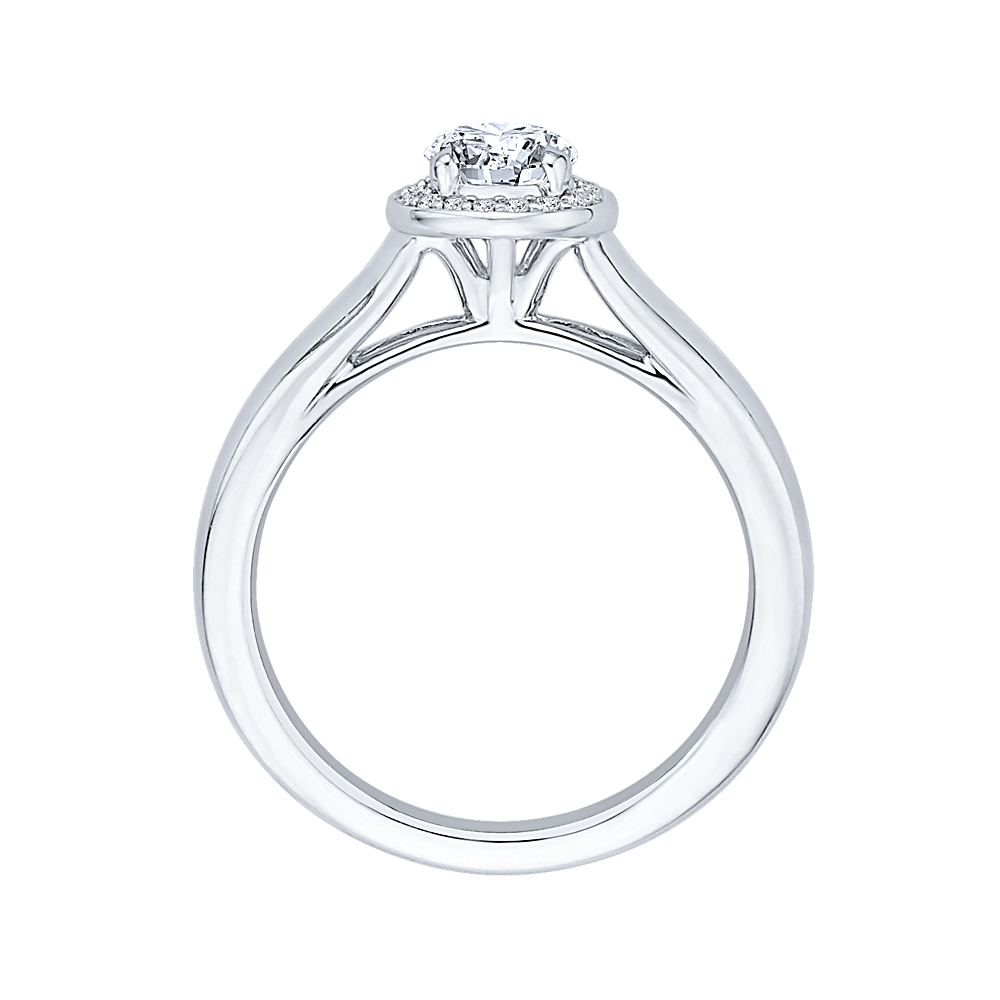 14K White Gold Round Diamond Halo Engagement Ring